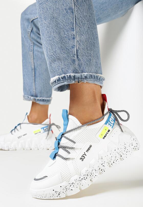 Białe Sneakersy na Grubej Podeszwie z Siateczkową Cholewką Sarahi 2