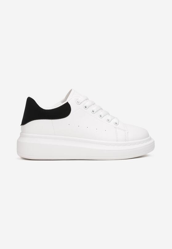 Biało-Czarne Sneakersy na Platformie z Wstawką Jazlene 3