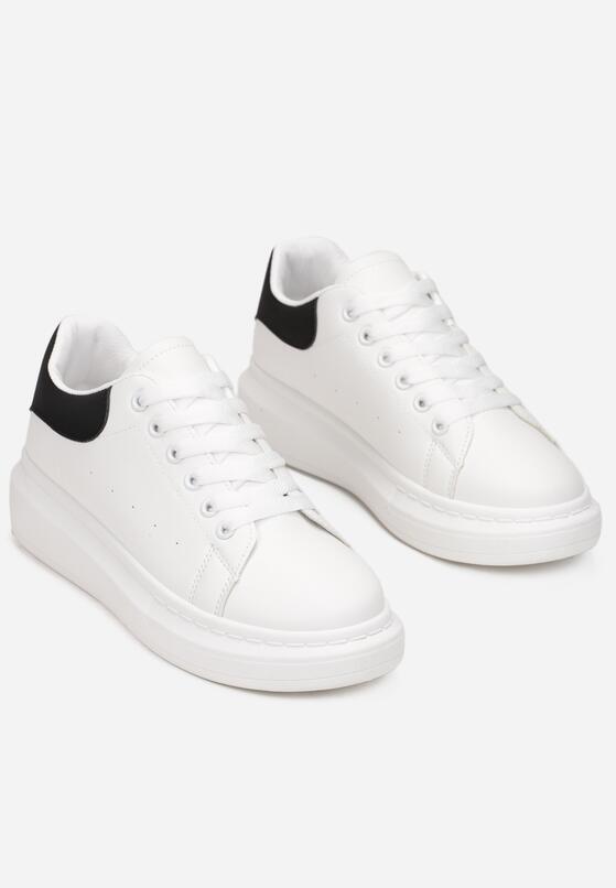 Biało-Czarne Sneakersy na Platformie z Wstawką Jazlene 4