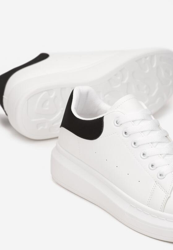 Biało-Czarne Sneakersy na Platformie z Wstawką Jazlene 5