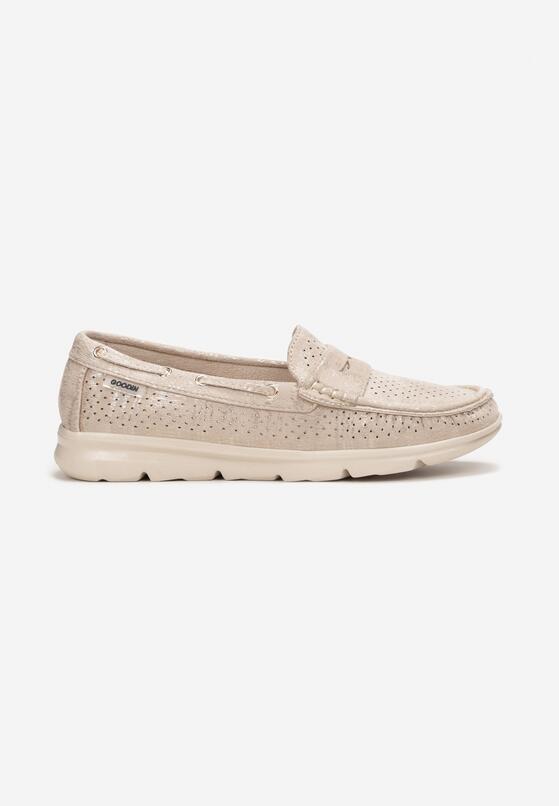 Mocasini Bej cu auriu 3