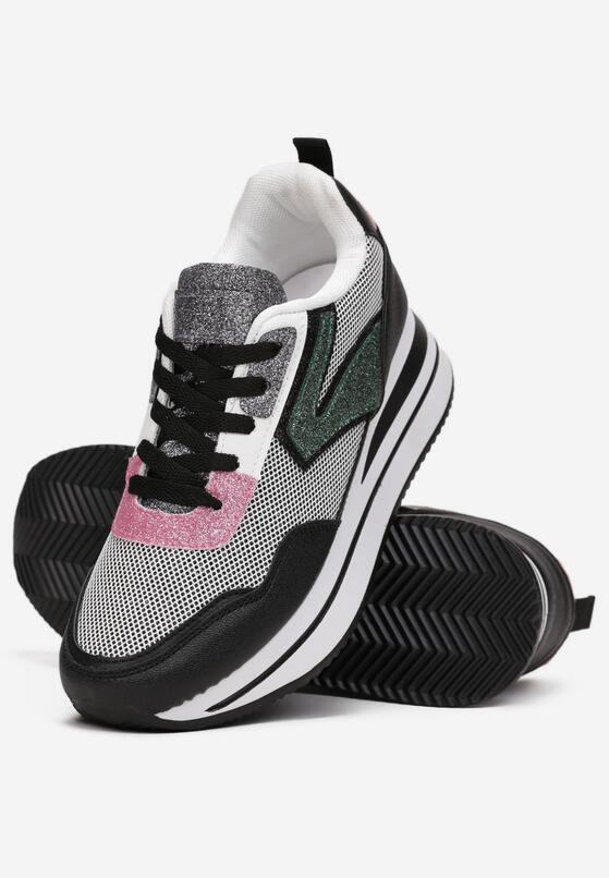 Czarne Sneakersy na Niskim Koturnie z Siatką Seigale 4