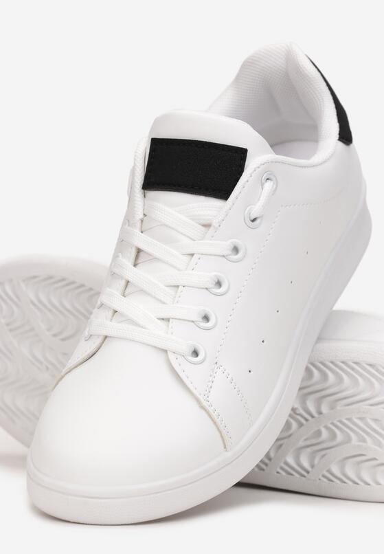 Biało-Czarne Sneakersy na Płaskiej Podeszwie ze Sznurowaniem Ecea 5