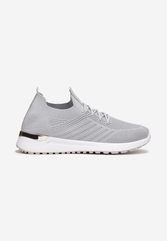 Szare Buty Sportowe z Siateczkową Cholewką z Metaliczną Wstawką Starlette 3