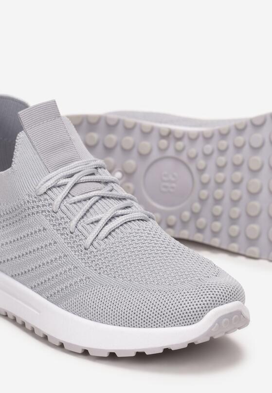 Szare Buty Sportowe z Siateczkową Cholewką z Metaliczną Wstawką Starlette 5