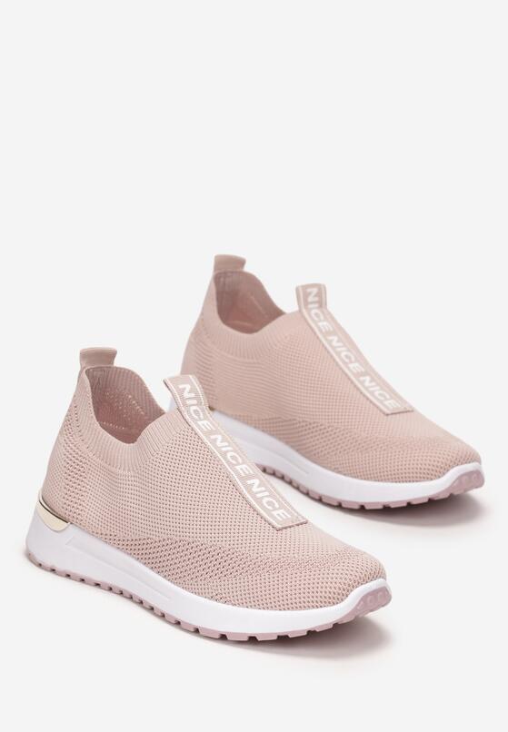 Różowe Buty Sportowe z Elastyczną Cholewką i Ozdobną Taśmą Zaharah 4