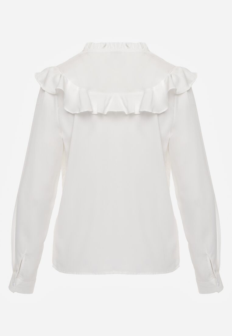 Biała Koszula z Ozdobnym Kołnierzem z Falbaną Acitani 7