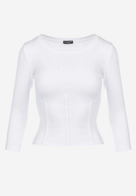 Biała Bawełniana Bluzka Gorsetowa z Rękawem 3/4 Ajay 6