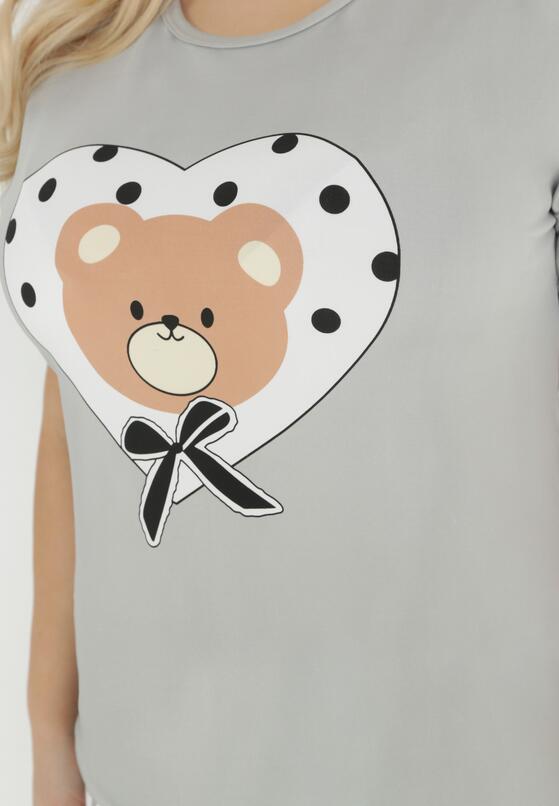 Szary 3-częściowy Komplet Piżamowy z T-shirtem Spodniami i Szortami Nitte 4