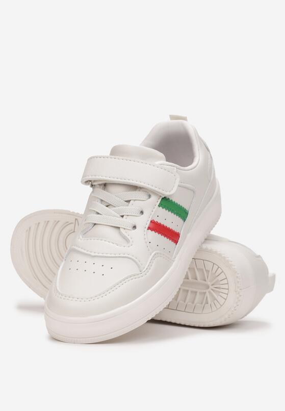Beżowe Buty Sportowe na Rzep ze Skórzaną Cholewką Auriah 2