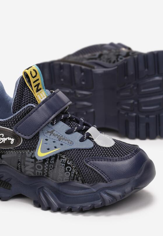 Granatowe Buty Sportowe na Grubej Podeszwie z Rzepem i Skórzaną Wkładką Jameson 3