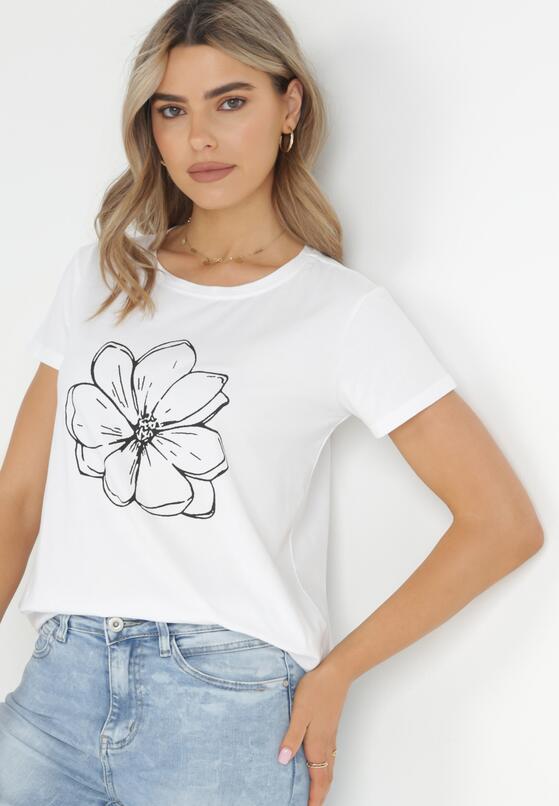 Biały T-shirt z Krótkim Rękawem i Nadrukiem Thetrin 1