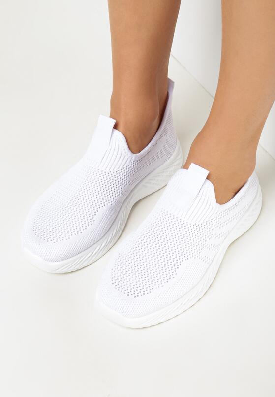 Białe Wsuwane Buty Sportowe z Elastyczną Cholewką Sobhe 2
