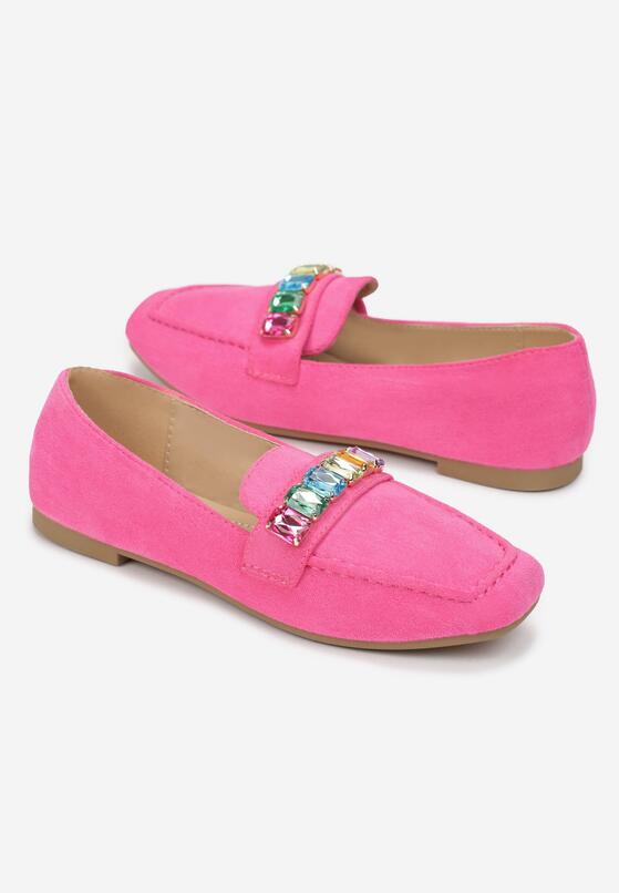 Fuksjowe Mokasyny z Kolorowymi Kryształkami i Kwadratowym Noskiem Morni 4