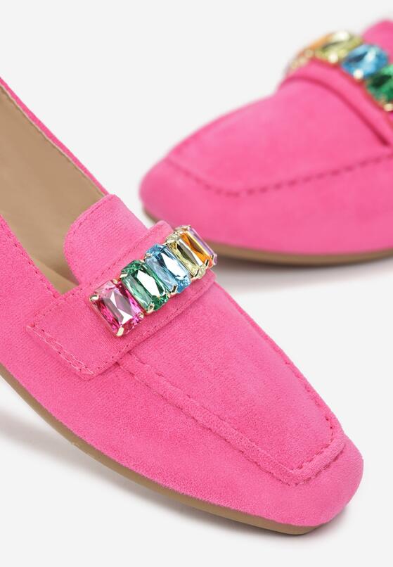 Fuksjowe Mokasyny z Kolorowymi Kryształkami i Kwadratowym Noskiem Morni 5
