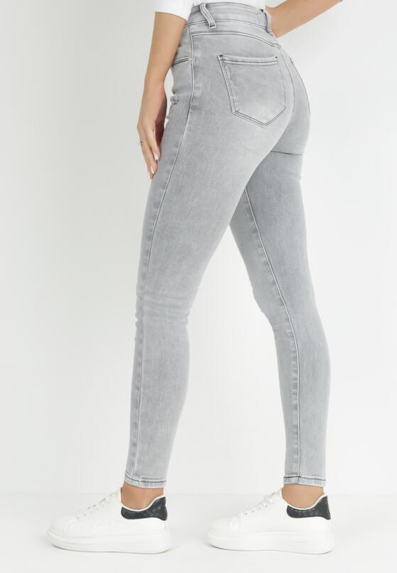 Jasnoszare Jeansy Skinny z Regularnym Stanem Deleah 3