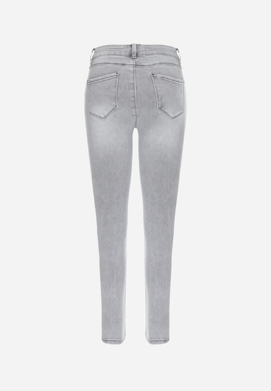 Jasnoszare Jeansy Skinny z Regularnym Stanem Deleah 7