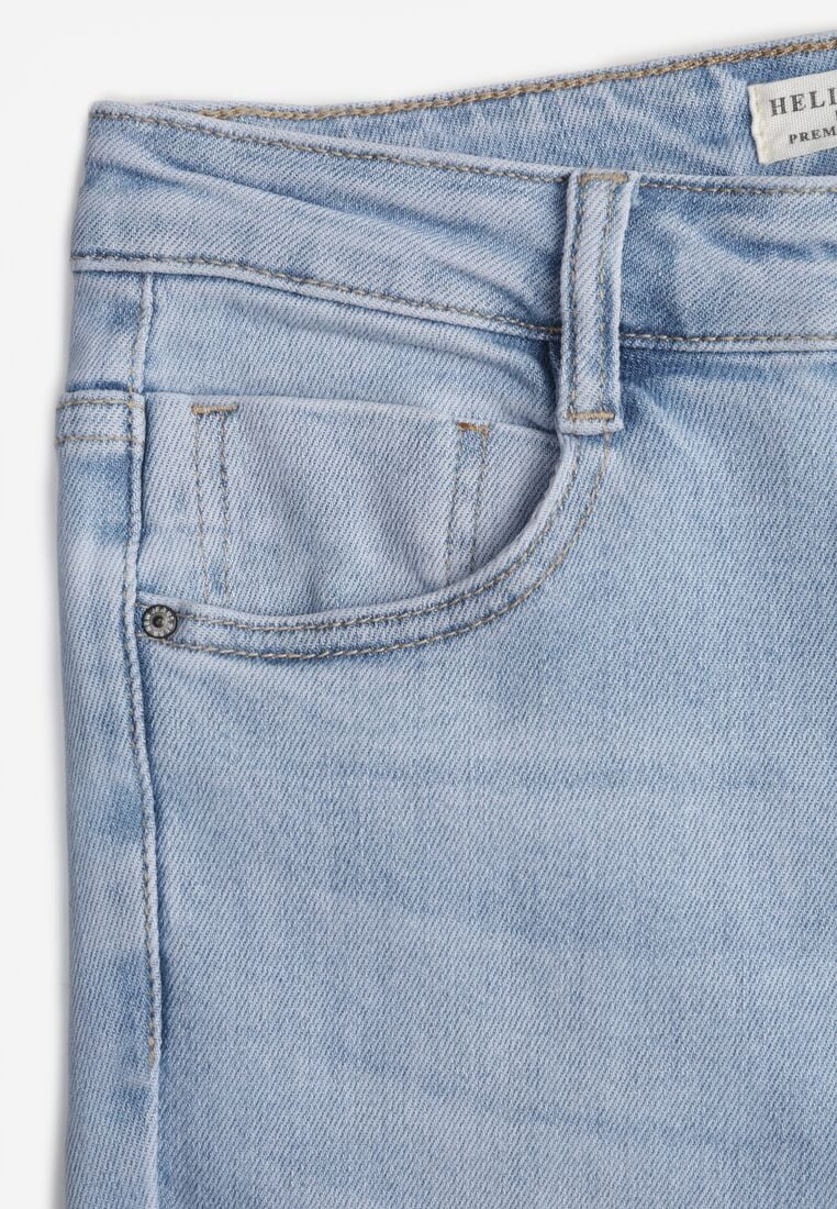 Jasnoniebieskie Jeansy Dzwony z Wysoką Talią Drenta 8