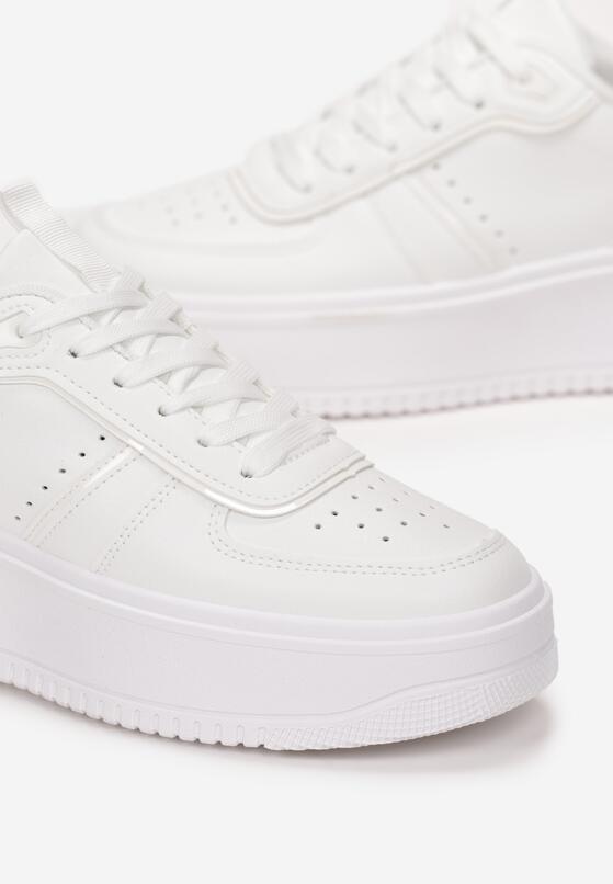 Białe Sneakersy z Perforacją na Grubej Podeszwie Alilah 5
