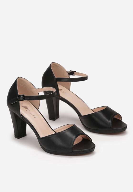 Czarne Sandały na Słupku Kashton 4