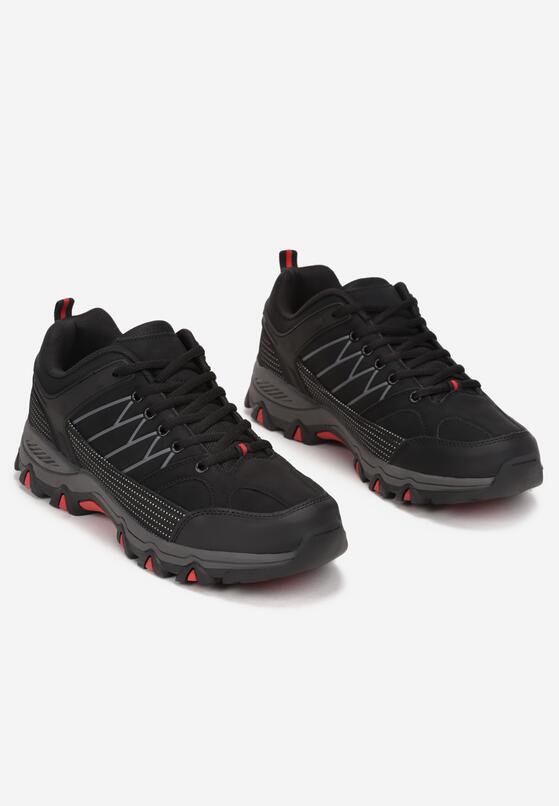 Czarne Buty Trekkingowe Przed Kostkę z Delikatnymi Zdobieniami Mikia 2