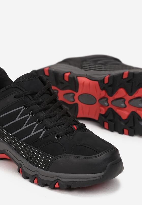 Czarne Buty Trekkingowe Przed Kostkę z Delikatnymi Zdobieniami Mikia 3