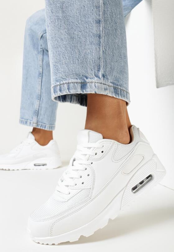 Białe Sneakersy na Grubej Podeszwie z Wstawką Denni 1