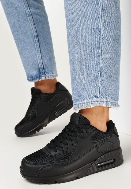 Czarne Sneakersy na Grubej Podeszwie z Wstawką Denni 2
