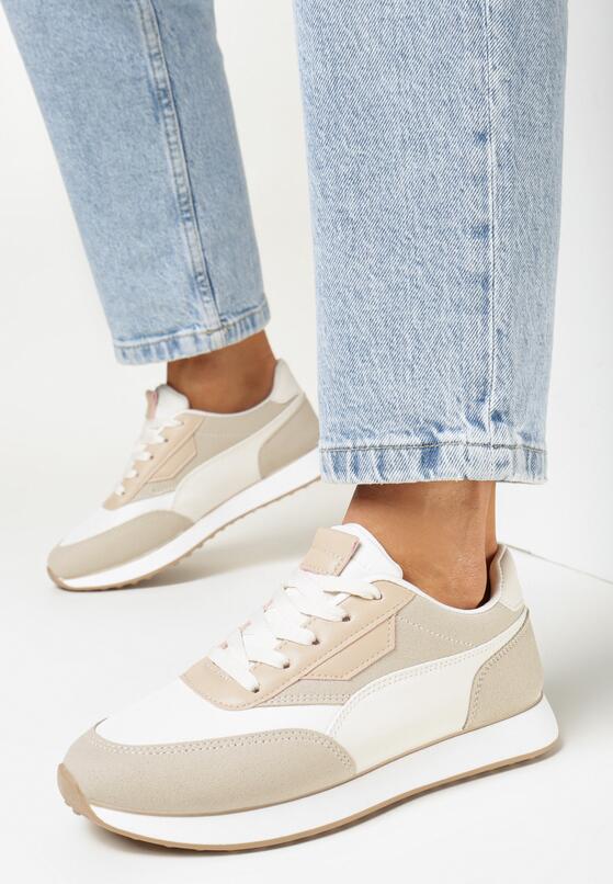 Beżowe Sneakersy Przed Kostkę na Piankowej Podeszwie Eiliya 1
