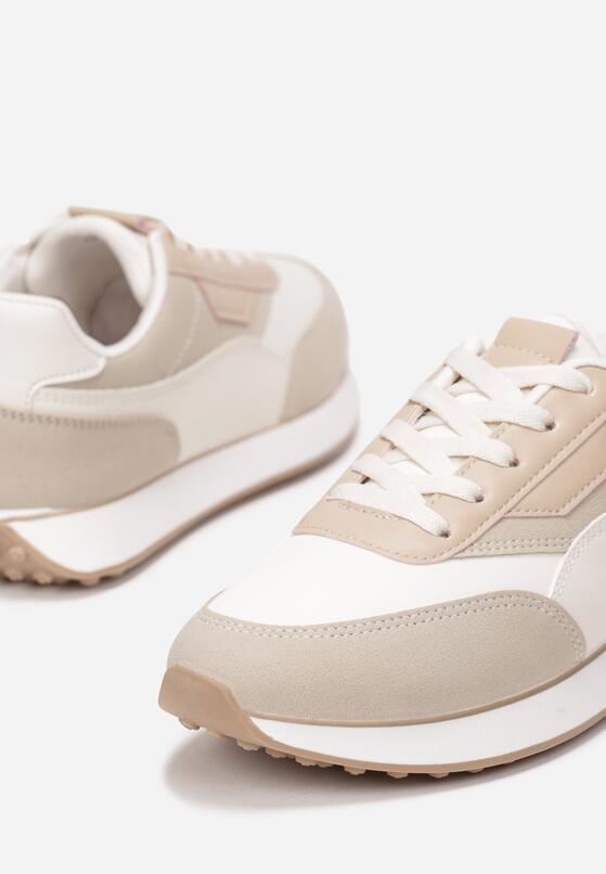 Beżowe Sneakersy Przed Kostkę na Piankowej Podeszwie Eiliya 5