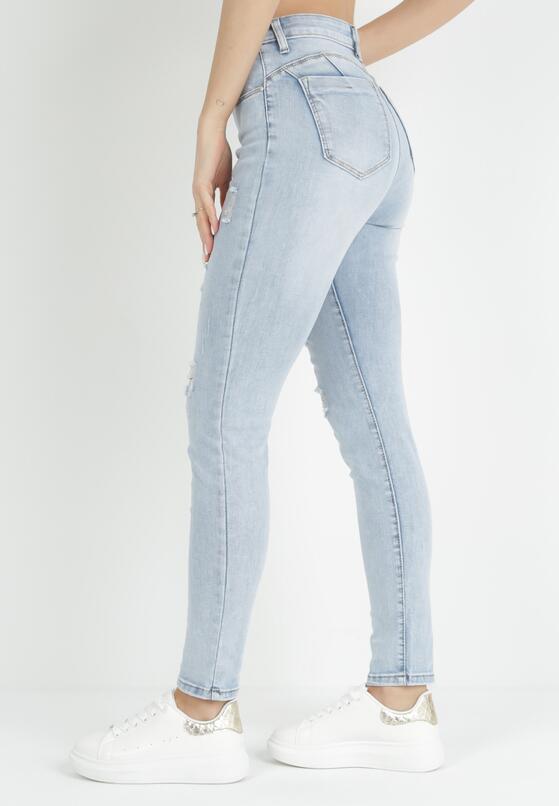 Jasnoniebieskie Jeansy Skinny Regular Waist z Przetarciami Hollynd 3