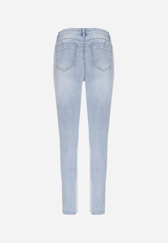 Jasnoniebieskie Jeansy Skinny Regular Waist z Przetarciami Hollynd 7