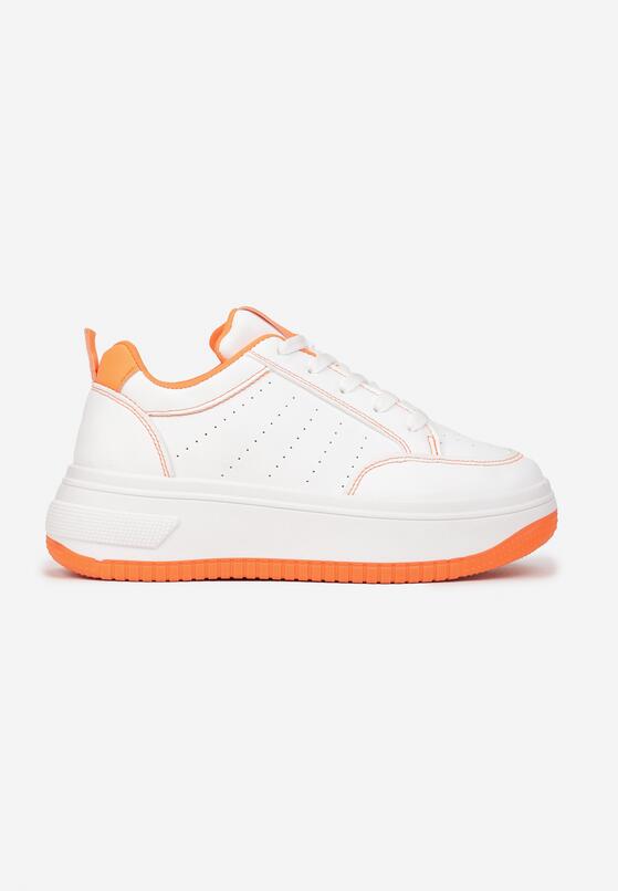 Biało-Pomarańczowe Sneakersy na Platformie Jury 3
