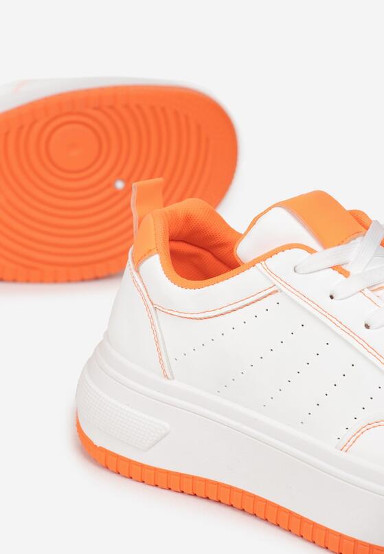 Biało-Pomarańczowe Sneakersy na Platformie Jury 5