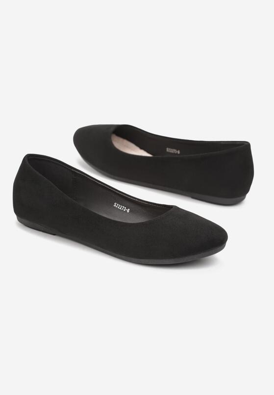 Czarne Balerinki na Płaskiej Podeszwie z Okrągłym Noskiem Ananie 4