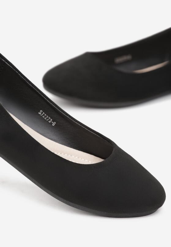 Czarne Balerinki na Płaskiej Podeszwie z Okrągłym Noskiem Ananie 5