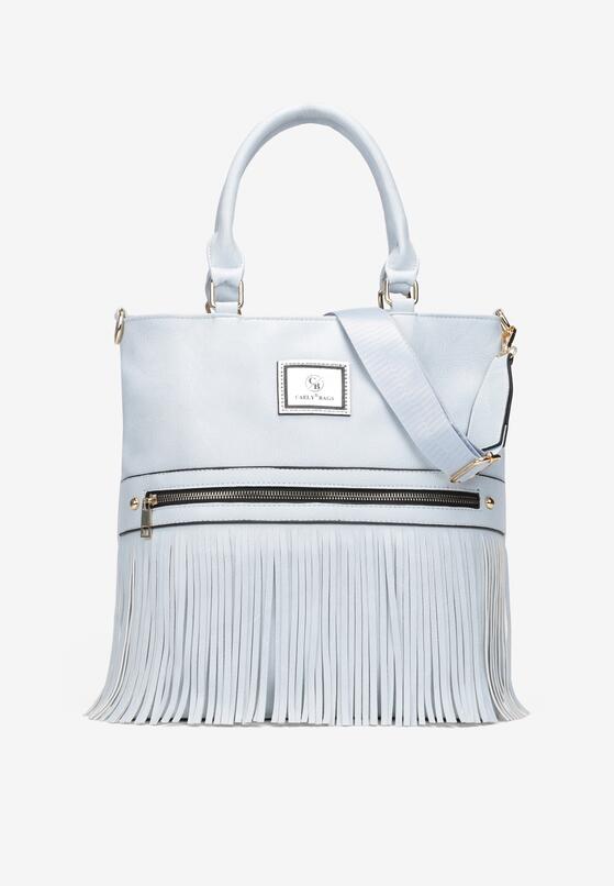 Jasnoniebieska Torebka Shopper z Frędzlami Calaneta 1