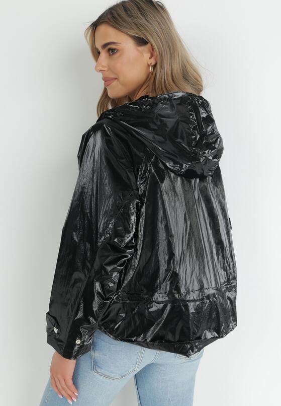 Czarna Kurtka Metaliczna Oversize Rennata 3