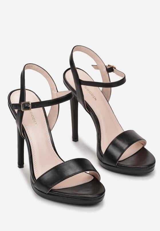 Czarne Sandały na Szpilce Cassena 4