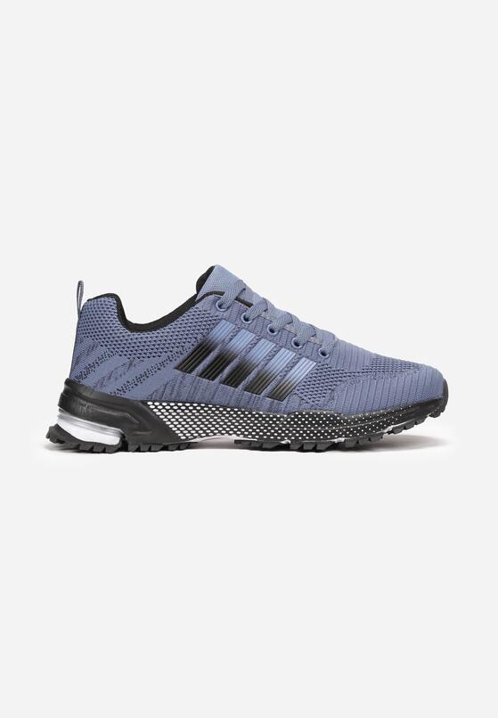 Niebiesko-Czarne Buty Sportowe z Dekoracyjną Podeszwą i Naszywkami Siredia 1