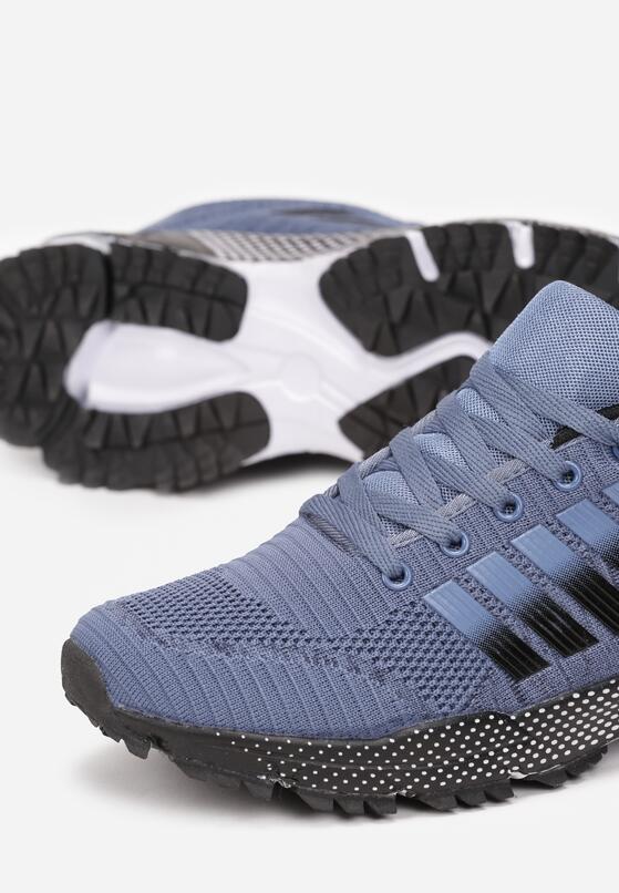 Niebiesko-Czarne Buty Sportowe z Dekoracyjną Podeszwą i Naszywkami Siredia 3