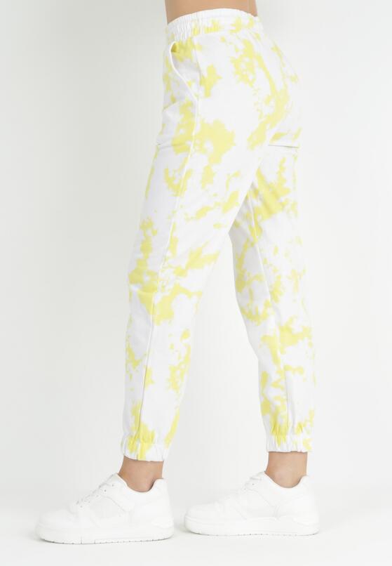 Żółte Spodnie Dresowe Joggery z Printem Tie-Dye Mercie 3