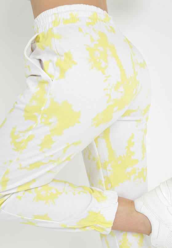 Żółte Spodnie Dresowe Joggery z Printem Tie-Dye Mercie 5