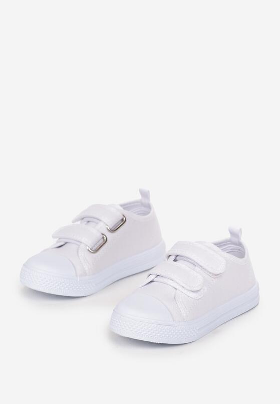 Białe Trampki Przed Kostkę z Dwoma Rzepami Semami 2