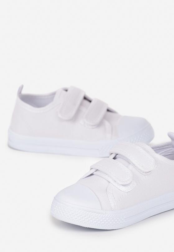 Białe Trampki Przed Kostkę z Dwoma Rzepami Semami 3