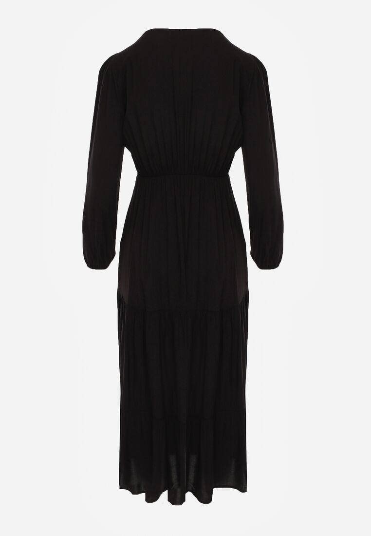 Czarna Rozkloszowana Sukienka z Koronką Brightyn 7