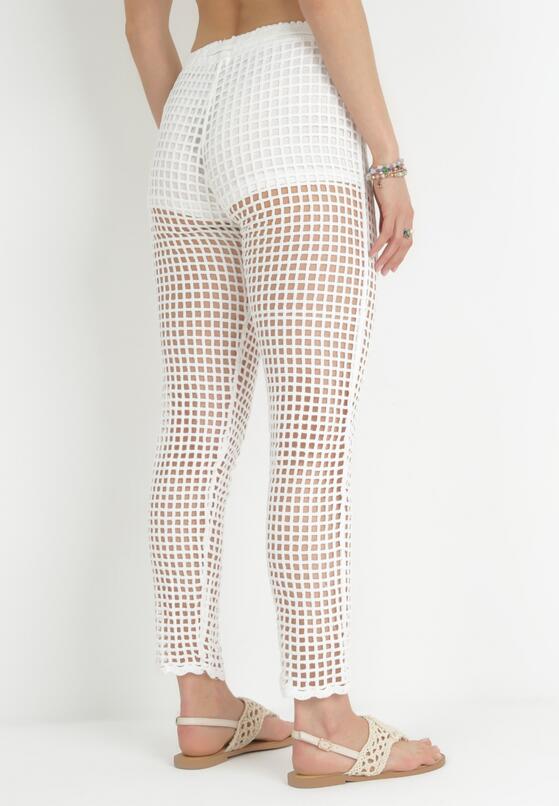Białe Szydełkowe Spodnie High Waist Tegan 3