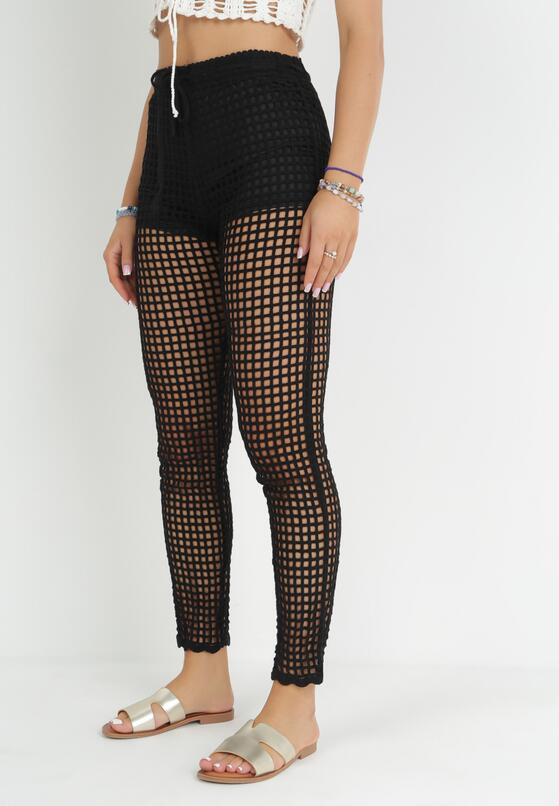 Czarne Szydełkowe Spodnie High Waist Tegan 2