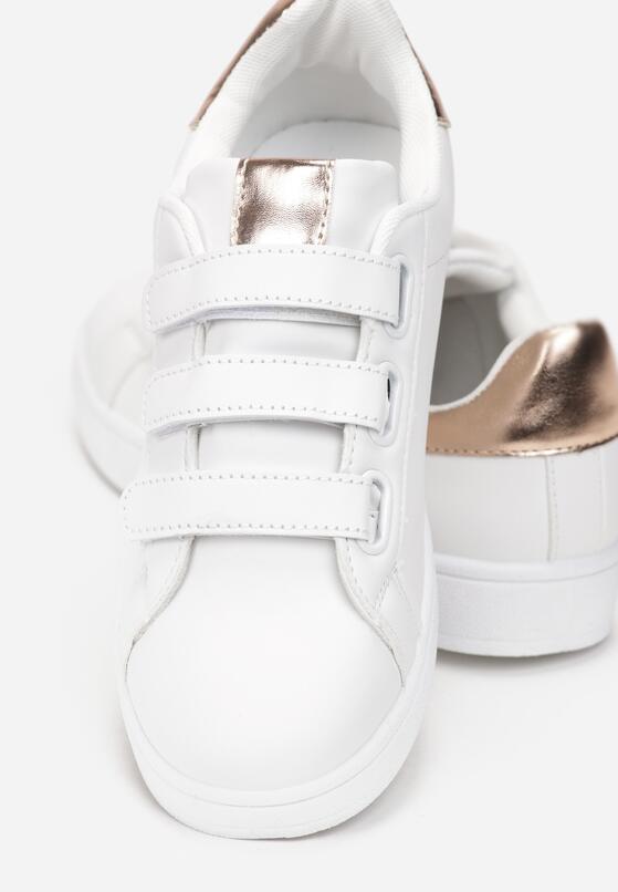 Biało-Złote Sneakersy Zapinane na Rzepy Fuve 5