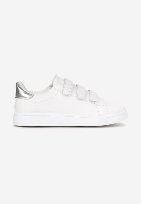 Biało-Srebrne Sneakersy Zapinane na Rzepy Fuve 3
